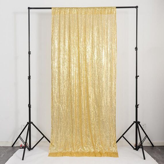 Tende di sfondo per banchetti nuziali in hotel, 240 cm x 240 cm, in tessuto ricamato con paillettes, decorazione per feste (oro)