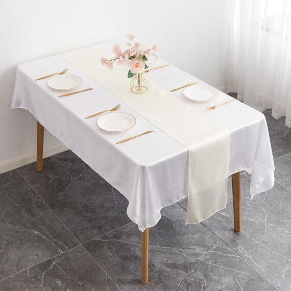 Tovaglia decorativa per matrimonio in raso di poliestere, 29x275 cm, per hotel e ristoranti, con bandiera in raso (avorio)