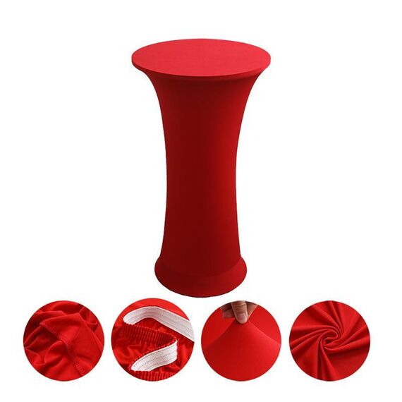 Copertura per tavolo in spandex elastico, decorazione per hotel, matrimoni, cocktail, fondo rotondo, colore: rosso. Dimensioni: 60 cm.