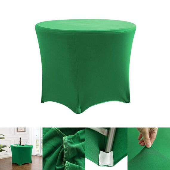 Copritavolo rotondo elasticizzato semplice e moderno per hotel, banchetti nuziali, copritavolo rotondo grande con quattro angoli, dimensioni: 183x75 cm (verde)