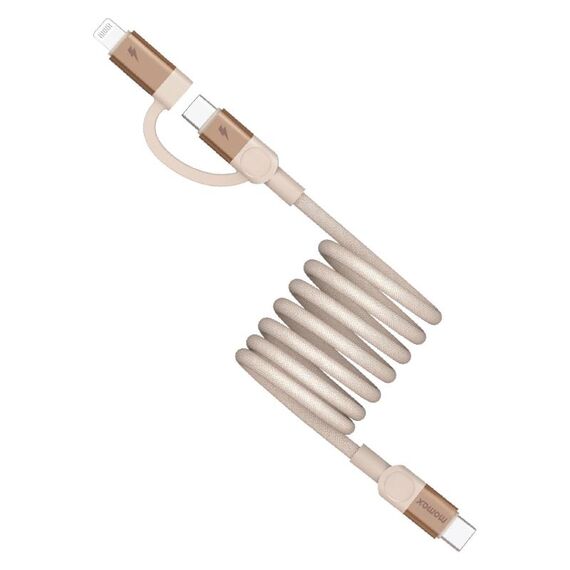Cavo dati magnetico Momax Mag.Link Duo da 60 W USB-C/Tipo-C a USB-C/Tipo-C/8 pin, lunghezza: 1 m (oro titanio)
