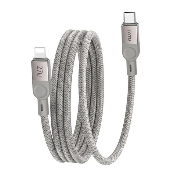Cavo dati di ricarica rapida magnetico TOTU CB-13-PD da 27 W USB-C/Tipo-C a 8 pin, lunghezza: 1 m (titanio)