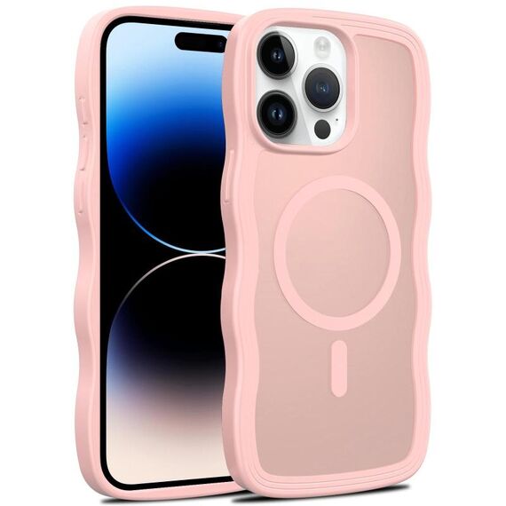 For iPhone 14 Pro Skin Feel Wave Texture MagSafe Phone Case(Pink)