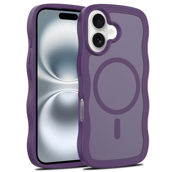 For iPhone 16 Plus Skin Feel Wave Texture MagSafe Phone Case(Purple)