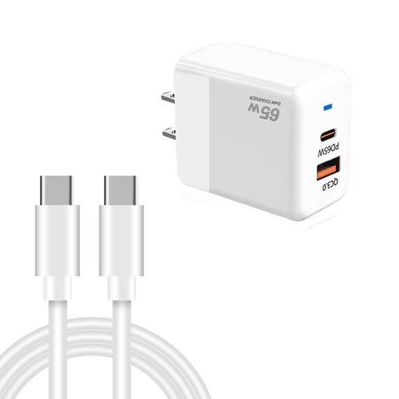 Caricabatterie PD41 GaN PD 45W + USB con cavo dati da tipo C a tipo C, spina USA (bianco)