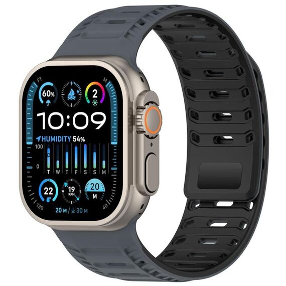 Cinturino magnetico Mountain Armor in silicone per Apple Watch 46 mm / 49 mm / 45 mm / 44 mm (grigio scuro)
