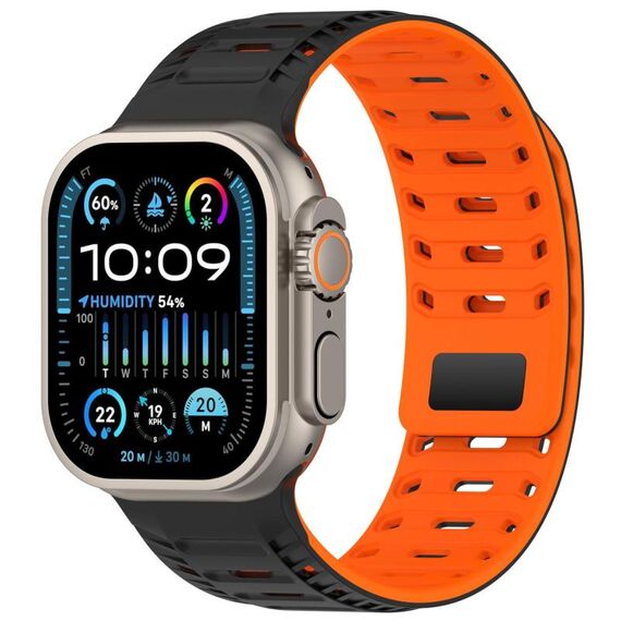 Cinturino magnetico Mountain Armor in silicone per Apple Watch 42 mm / 41 mm / 40 mm / 38 mm (nero arancione)
