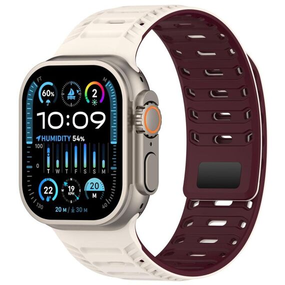 Cinturino magnetico in silicone Mountain Armor per Apple Watch 42 mm / 41 mm / 40 mm / 38 mm (Starlight Burgundy)