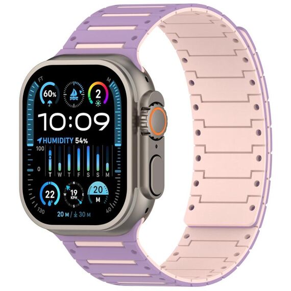 Cinturino magnetico bicolore per Apple Watch da 46 mm / 49 mm / 45 mm / 44 mm, modello Colorful Spirit Piano, morbido (lavanda e sabbia)