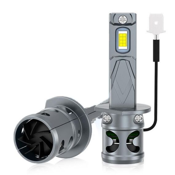2 lampadine per fari auto a LED mini con attacco diretto e ventola di raffreddamento (H1)