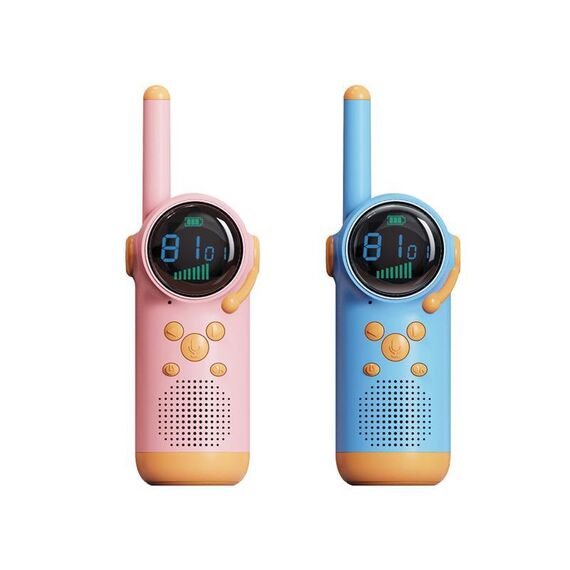 D22 1 paio di walkie-talkie wireless portatili per bambini, giocattoli parlanti senza fili per genitori e figli all'aperto (blu e rosa)
