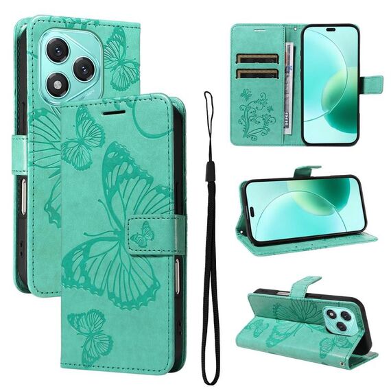 For Honor 400 Lite 3D Butterfly Embossed Pattern Flip Leather Phone Case(Green)