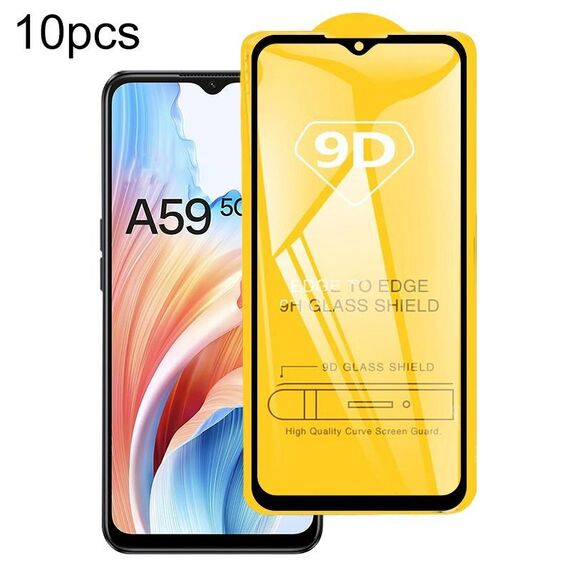 For OPPO A59 5G 10pcs 9D Full Glue Full Screen Tempered Glass Film