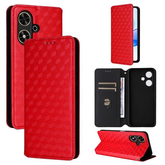 For Honor Play 50 / Play 50m Cubic Grid Texture Flip Leather Phone Case(Red)