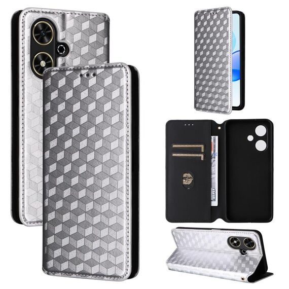For Honor Play 50 / Play 50m Cubic Grid Texture Flip Leather Phone Case(Silver)