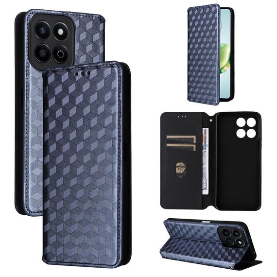 For Honor Play 60 Plus Cubic Grid Texture Flip Leather Phone Case(Blue)