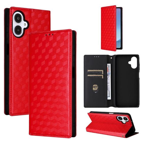 For Samsung Galaxy A25 5G Japan Version / A25e Cubic Grid Texture Flip Leather Phone Case(Red)