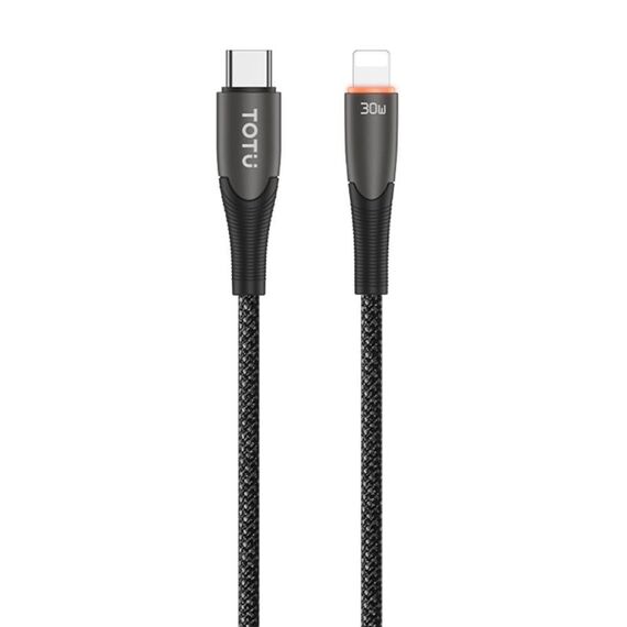 Cavo dati TOTU CB-17-PD da 30 W USB-C/Tipo-C a 8 pin con spegnimento intelligente, lunghezza: 1,2 m (opaco)