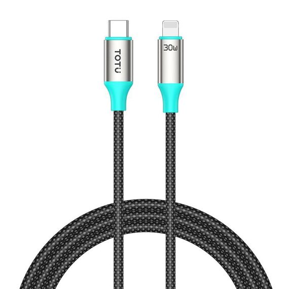 Cavo dati intrecciato in lega di alluminio TOTU CB-21-PD da 30 W USB-C/Tipo-C a 8 pin, lunghezza: 1,2 m (colore stella)