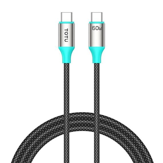 Cavo dati intrecciato in lega di alluminio TOTU CB-21-CC da 60 W USB-C/Tipo-C a Tipo-C, lunghezza: 1,2 m (colore stella)