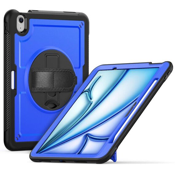 For iPad Air 11 2025 / 2024 Honeycomb Hand Grip Turntable Stand Tablet Case(Dark Blue)