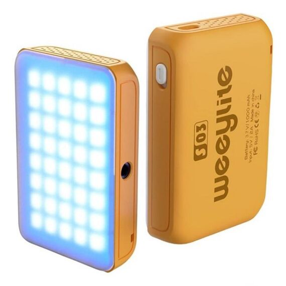Luce RGB portatile Weeylite S03 per video in streaming live e fotografia, luce di riempimento a colori (gialla)