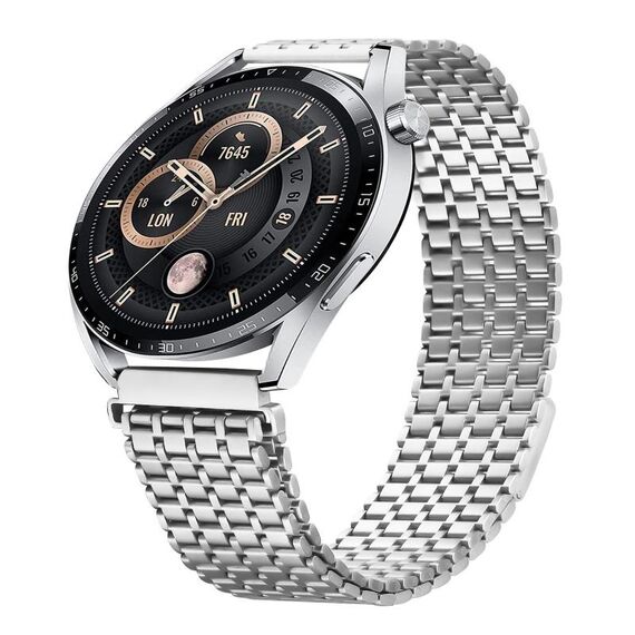Cinturino per orologio in acciaio inossidabile con fibbia magnetica a nove grani da 22 mm (argento)
