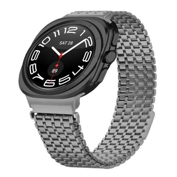 Cinturino in acciaio inossidabile con fibbia magnetica a nove perle per Samsung Galaxy Watch Ultra 47 mm (color titanio)