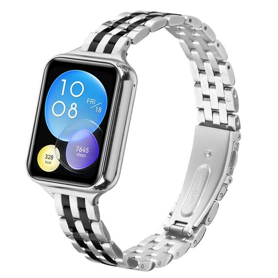 Cinturino in acciaio con fibbia a fionda a cinque perle per Xiaomi Mi Band 8 Pro (argento nero)