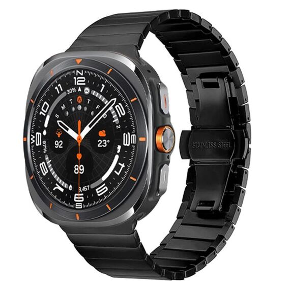 Cinturino in acciaio inossidabile con fibbia a farfalla per Samsung Galaxy Watch Ultra 47 mm (nero)