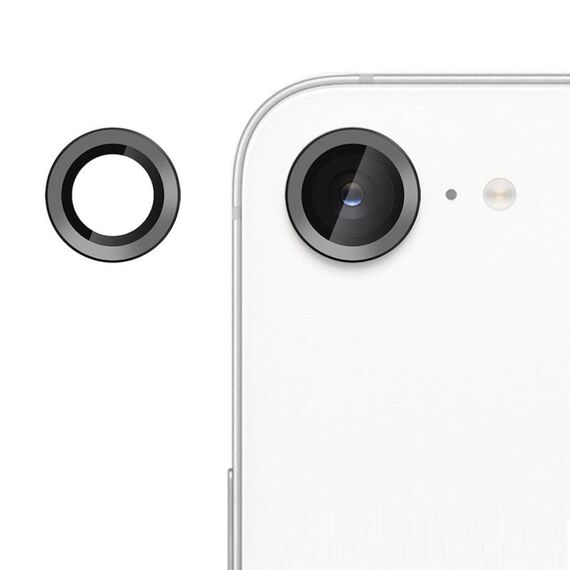 Pellicola in vetro temperato ultrasottile per obiettivo della fotocamera individuale Klebol No Flicker per iPhone 16e (nero)