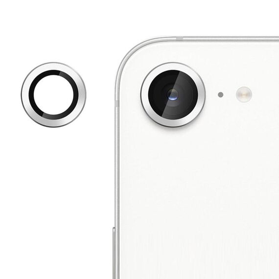 Pellicola in vetro temperato ultrasottile per obiettivo della fotocamera individuale Klebol No Flicker per iPhone 16e (argento)
