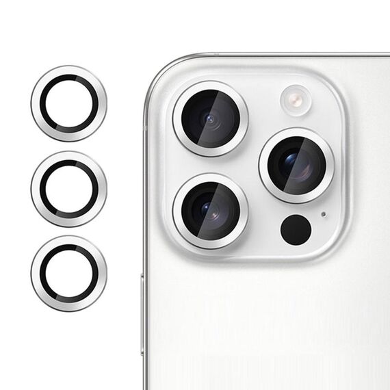 Pellicola in vetro temperato ultrasottile per obiettivo della fotocamera individuale, anti-sfarfallio, per iPhone 14 Pro Klebol (argento)