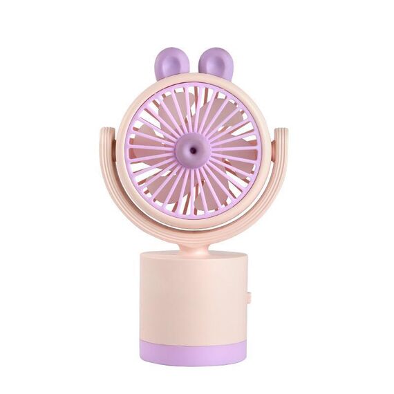 Ventilatore da tavolo a forma di coniglio con ricarica USB, con direzione del vento regolabile su e giù (rosa)