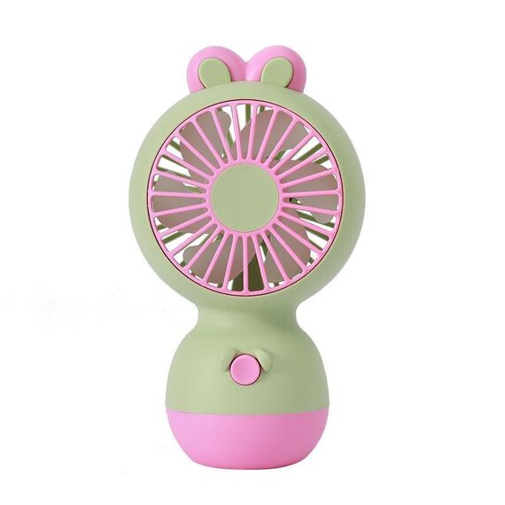 Cute Cartoon Rabbit Desktop Fan Children Summer Cool Gifts Handheld Rechargeable Fan(Green)