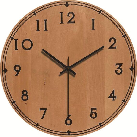 12-inch Imitation Wood Grain Texture Decorative Wall Clock Silent Quartz Clock Holiday Gift HR-CMW18