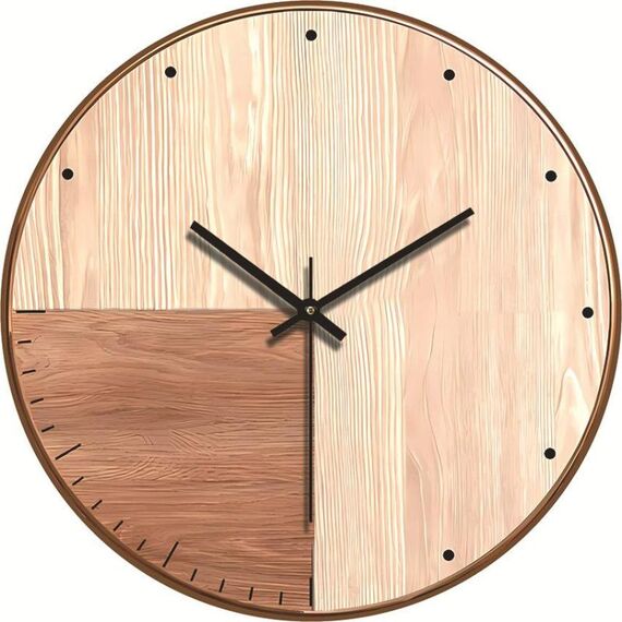 12-inch Imitation Wood Grain Texture Decorative Wall Clock Silent Quartz Clock Holiday Gift HR-CMW21