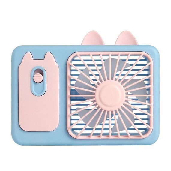 Cute Cartoon Kitten Camera Handheld Large Wind Rechargeable Fan With Stand Desktop Fan(Pink)