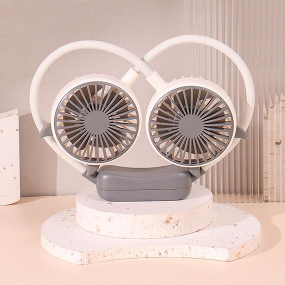 Ventilatore da collo pieghevole da esterno, portatile, ricaricabile tramite USB, regalo estivo, colore: grigio diavolo, bianco