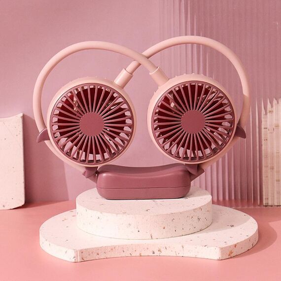 Outdoor Folding Mini Neck Fan Portable USB Rechargeable Summer Gift Fan, Color: Devil Pink Purple