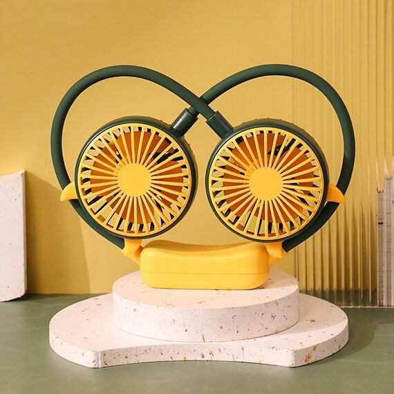 Outdoor Folding Mini Neck Fan Portable USB Rechargeable Summer Gift Fan, Color: Devil Green