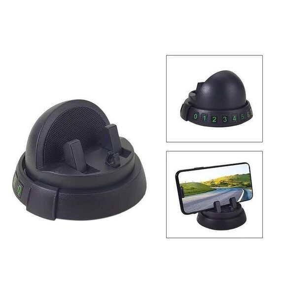 Supporto per telefono da auto con supporto per cruscotto e targa fosforescente per parcheggio