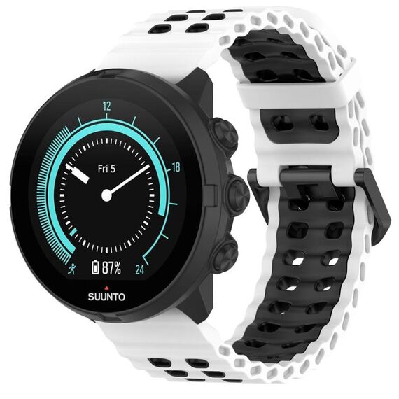 Cinturino per orologio in silicone con fibbia a doppio ardiglione Ocean da 22 mm (bianco e nero)