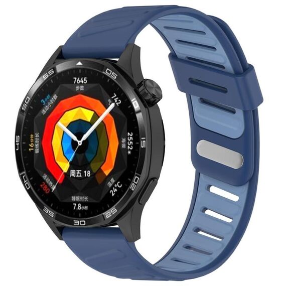 Cinturino per orologio in silicone bicolore con foro inclinato da 22 mm (blu scuro e azzurro)