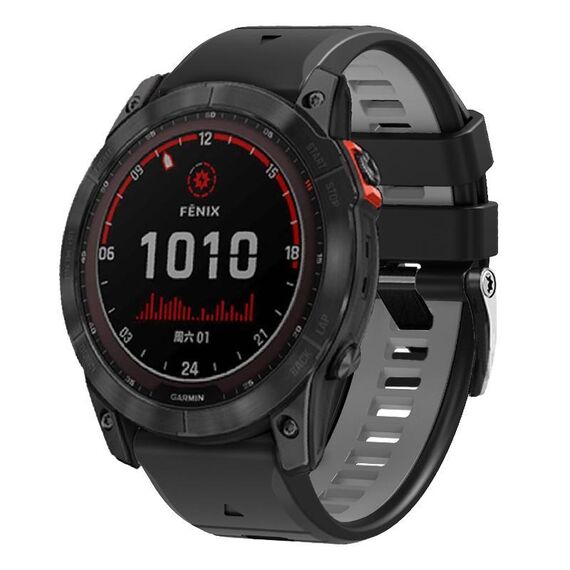 Cinturino in silicone a sgancio rapido con fibbia a vite bicolore per Garmin da 22 mm (nero grigio)