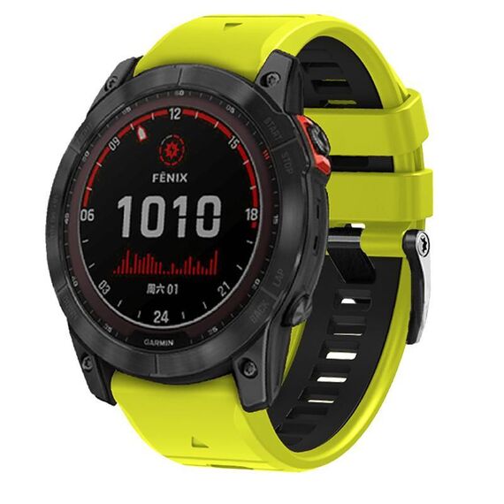 Cinturino in silicone a sgancio rapido con fibbia a vite bicolore per Garmin da 22 mm (nero lime)