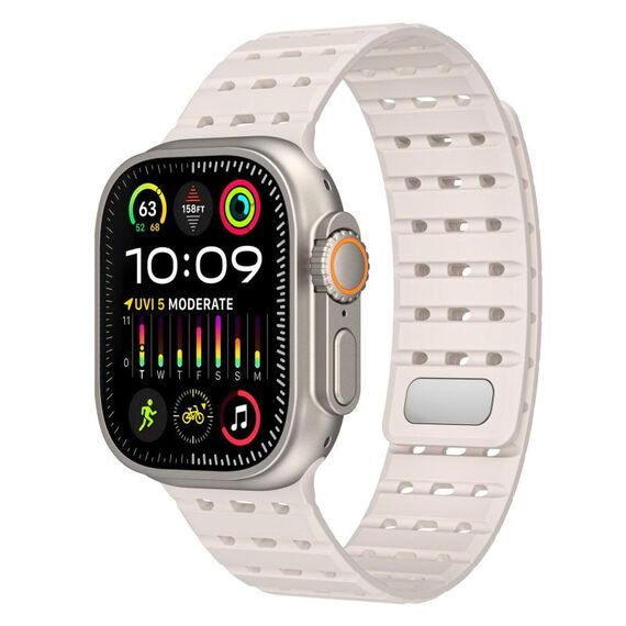 Cinturino in silicone magnetico traspirante bicolore per Apple Watch 46 mm / 49 mm / 45 mm / 44 mm (Starlight)