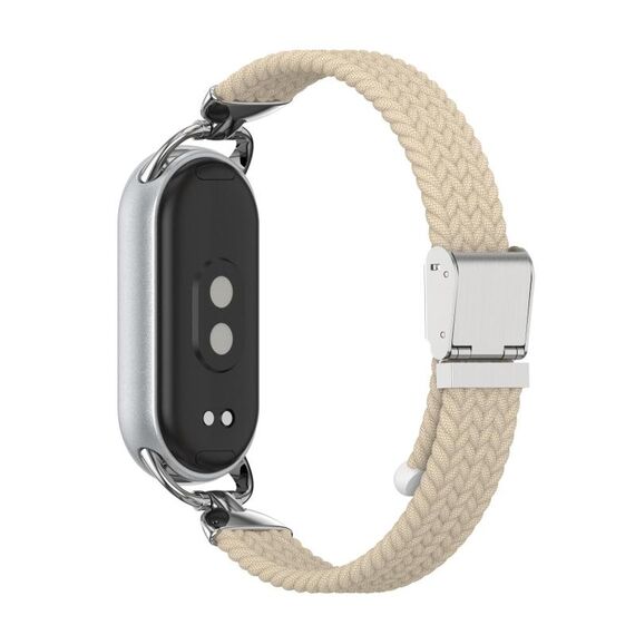 Per Xiaomi Smart Band 10/9/8 Cinturino per orologio in nylon intrecciato a due sezioni con testa in metallo (albicocca)