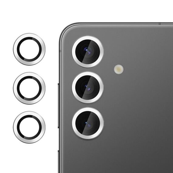 Per Samsung Galaxy S24 5G Klebol Pellicola in vetro temperato ultrasottile anti-sfarfallio per obiettivo della fotocamera individuale (argento)