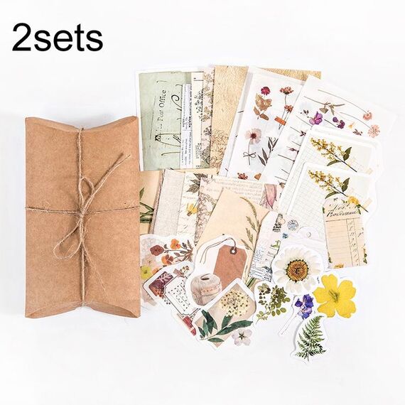 2 set 30 in 1 Vintage Collection Room Series Handbook Stickers Notes Packet (ricerca sui fiori secchi)